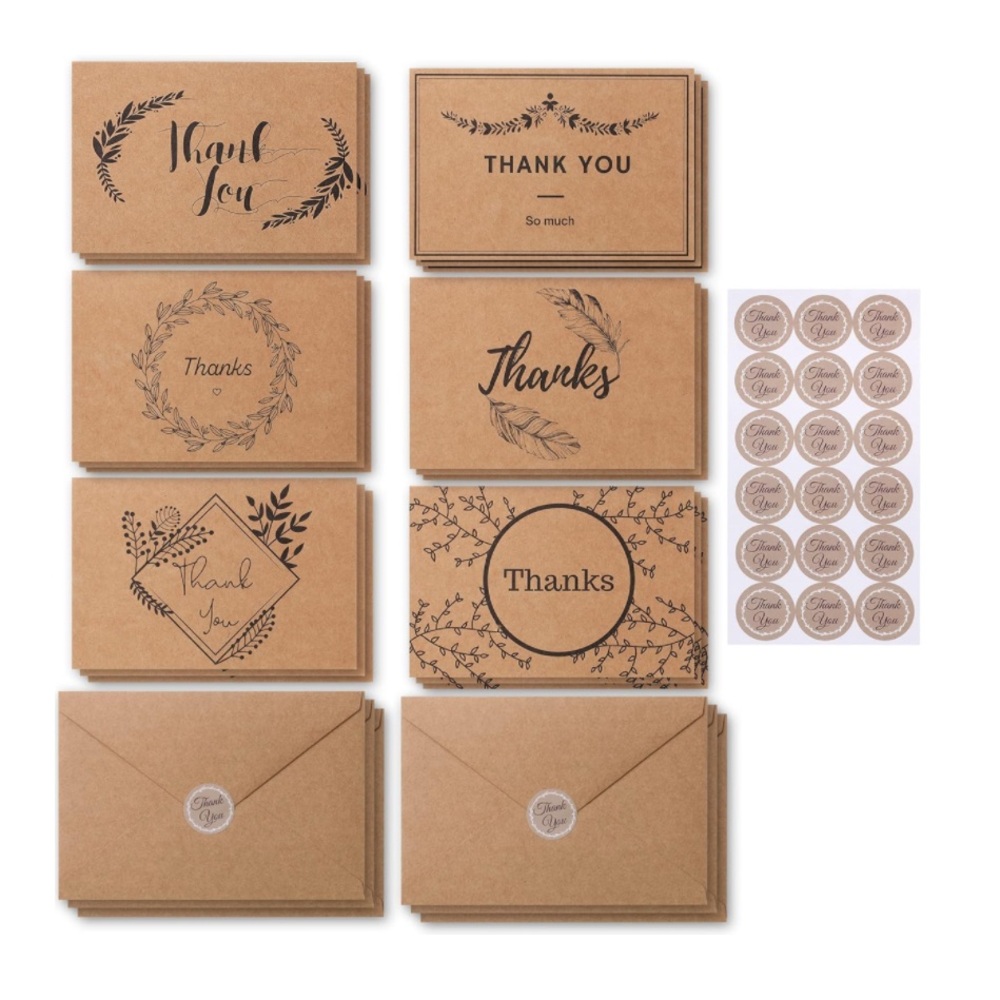 54pc Thank You Cards Set - Cards, Envelopes & Stickers 🆕 4”x6”